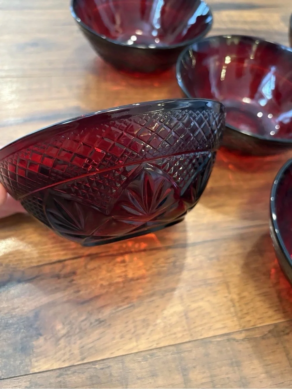 Set of 5 Cristal D'Arques Durand Antique Ruby Red 5.75” Salad Dessert Bowls